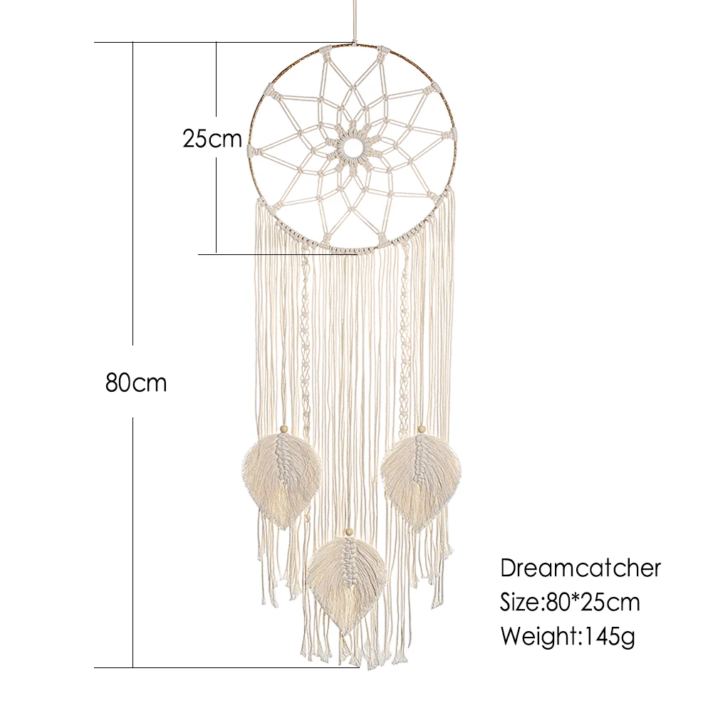 Leaf Macrame Dream Catcher Boho Macrame Wall Hanging Woven Tapestry Bohemian Wall Decor Room Decoration Farmhouse Dorm Room