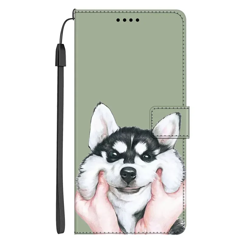 Luxury Leather Flip Case Wallet with Stand and Artistic Design