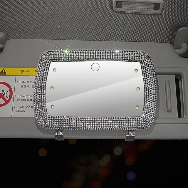 Strass Auto Sonnenblende Make-Up Spiegel Clip mit LED Licht Schönheit  Spiegel Diamant Bling Auto Zubehör für Mädchen Keine Batterie - AliExpress