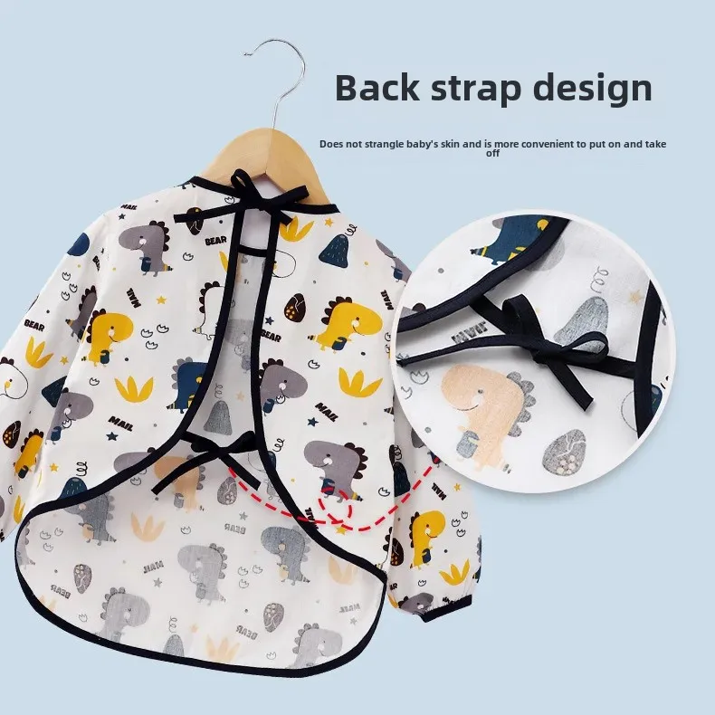 Baby Feeding Apron Cotton Material Waterproof Dirt-Resistant Child Bib Boys Overalls Kids Reverse Clothing Feeding Smock