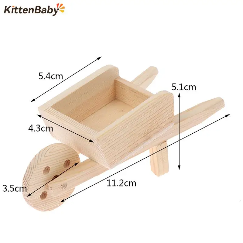 1pcs 1:12 Mini Cute Dollhouse Miniature Wooden Simulation Pulling Cart Handcart Model Accessories Toys 45ltote bin collapsible utility cart polypropylene portable shopping cart outdoor camping trolley handcart w telescoping handle