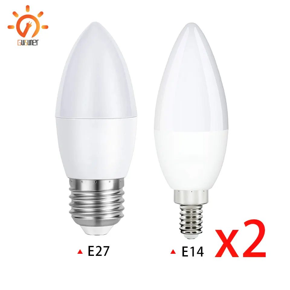 2Pcs/lot E14 E27 LED Candle Bulbs AC 220V led light chandelier  lamp 3W 6W 7W 9W bedroom Lamp Decoration Light Energy Saving