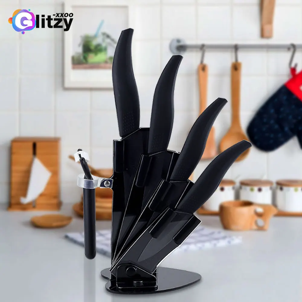 Kitchen Ceramic Knife Set 3 4 5 6 Inch Chef Knives with Sheaths White  Zirconia Blade Sharp Rustproof Baby Food Vegetable Cooking