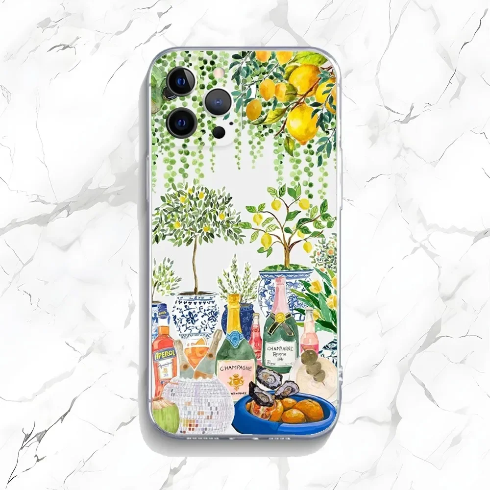 Ocean Wine Glass Lemon Design Phone Case - Stylish Protective Cover