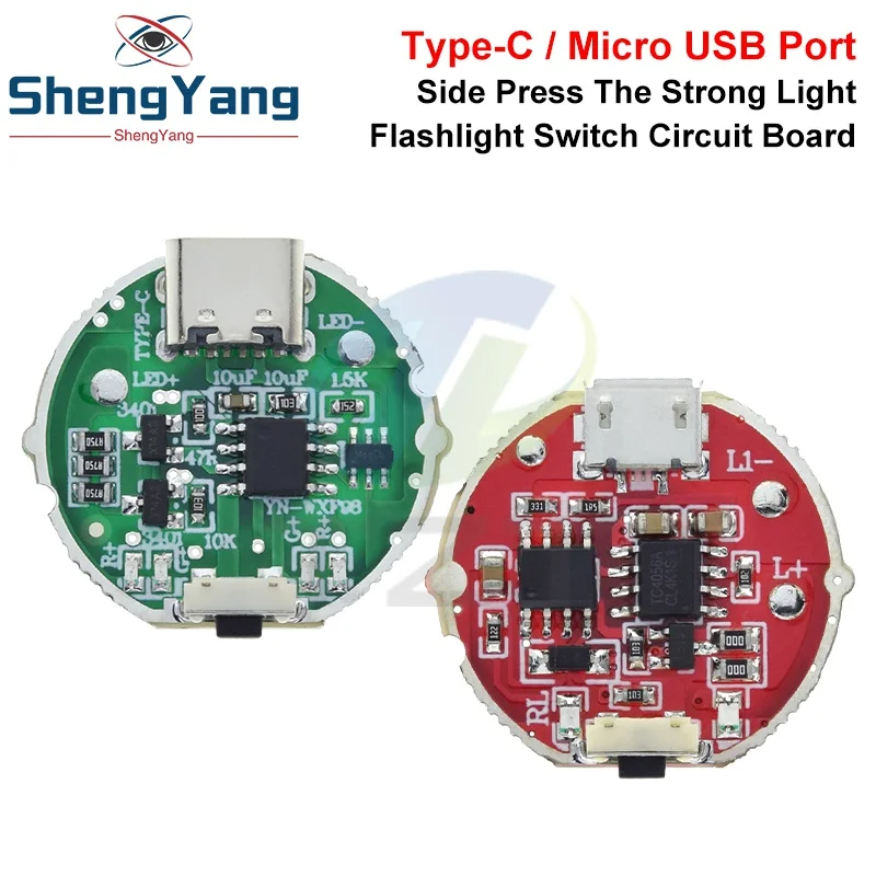 Micro USB / TYPE-C USB Side Press Strong Light Taschenlampe Treiberplatine Drei-Gang-Steuerschalter Platinenzubehör 10 W Watt