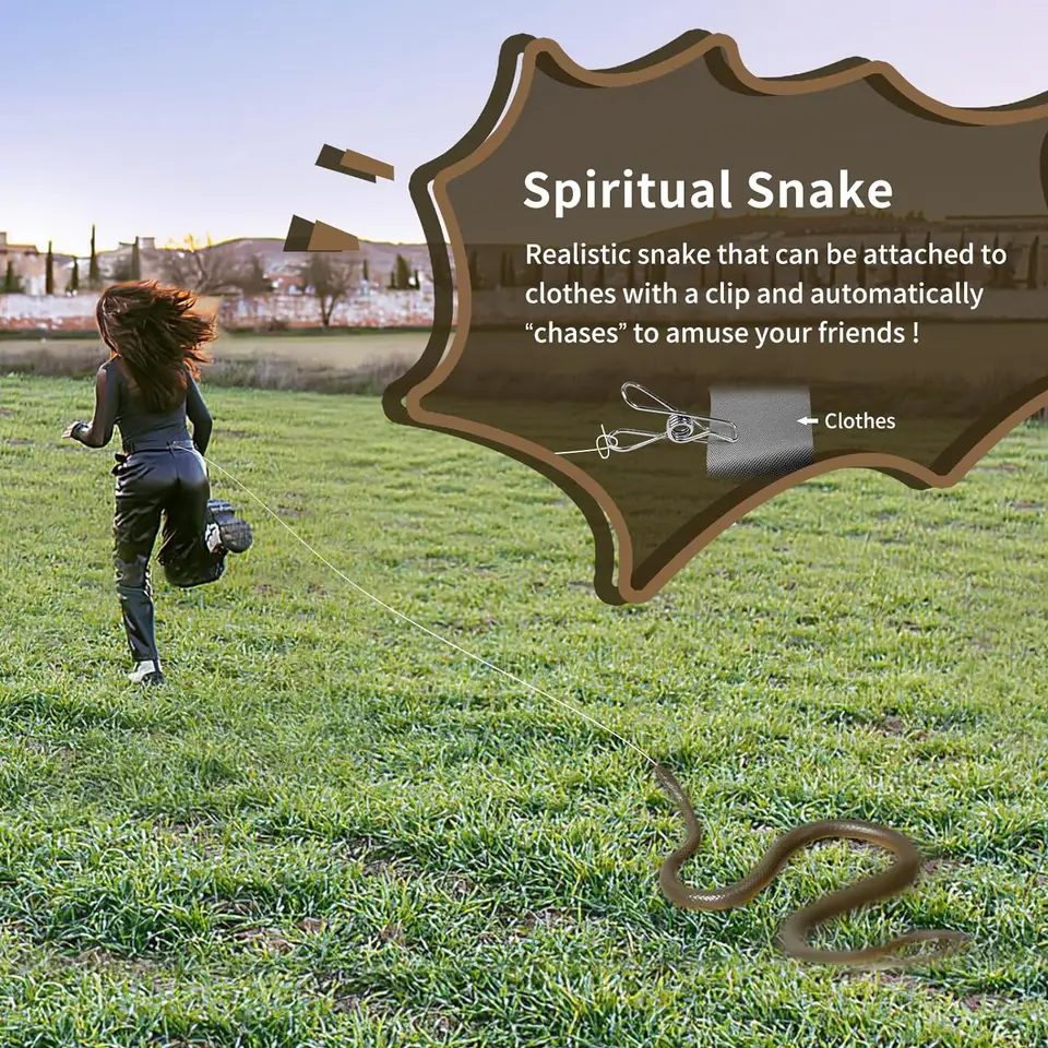 Serpiente De Goma Con Clip Y Cuerda | Broma Realista De 1,20 M | Ideal Para Halloween Y Sustos