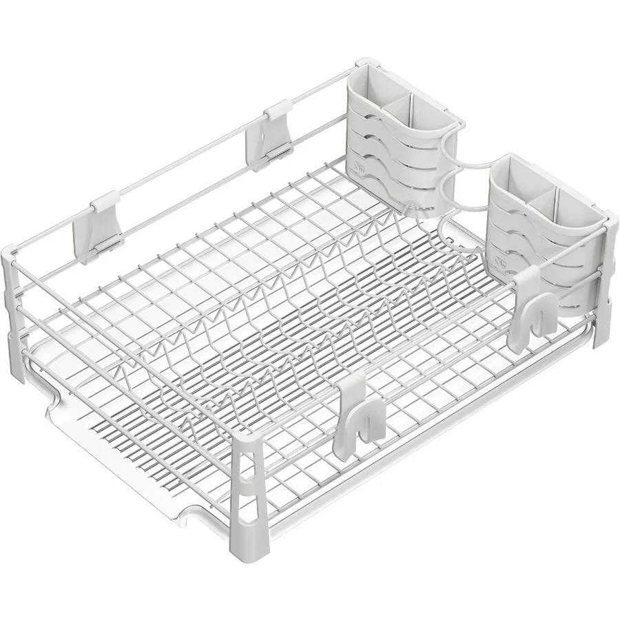Dish Rack with Drainers Mug Holder and Utensil Holder White