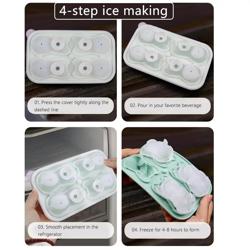 Bulldog Shape Ice Mold Silicone Dog Ice Cube Tray Creative Whiskey Ice Cube  Ice Maker Mold With Spill-Resistant LidParty Supply