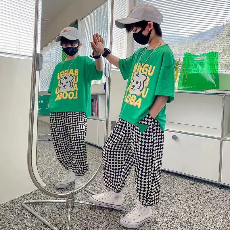 Kid Summer Sport Trousers for Boy Casual Pants Plaid Loose Bloomer Comfortable Girl Trousers for 2-12years boys pants girls rain pants