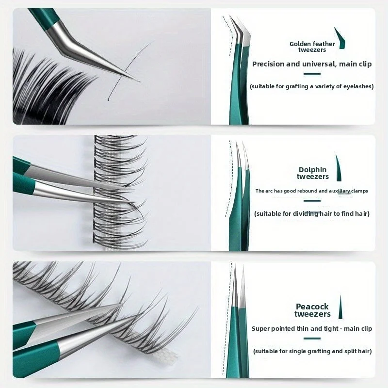 Description Picture 6 of itemStainless Steel Eyebrow Tweezers Set Makeup Tools for Eyelash Removal Long Lasting Anti Rust, Grafting Tweezers, Feather Clamp