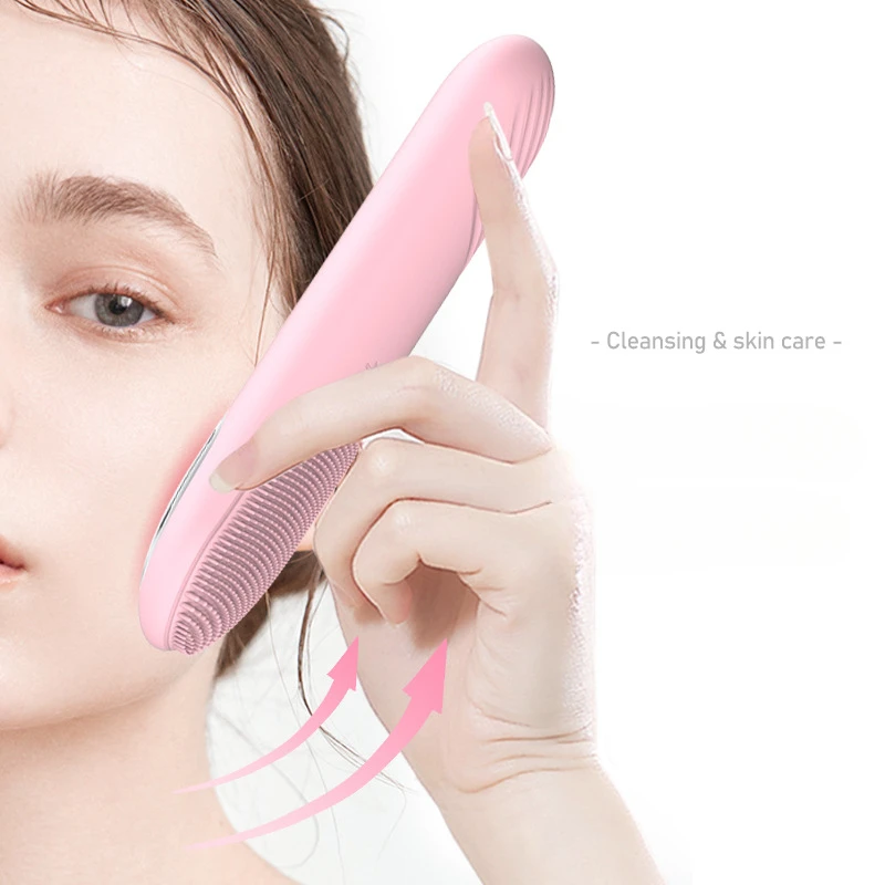 

Rechargeable Silicone Facial Cleanser Portable Electric Facial Cleanser Import Instrument Red and Blue Light Massage Instrument