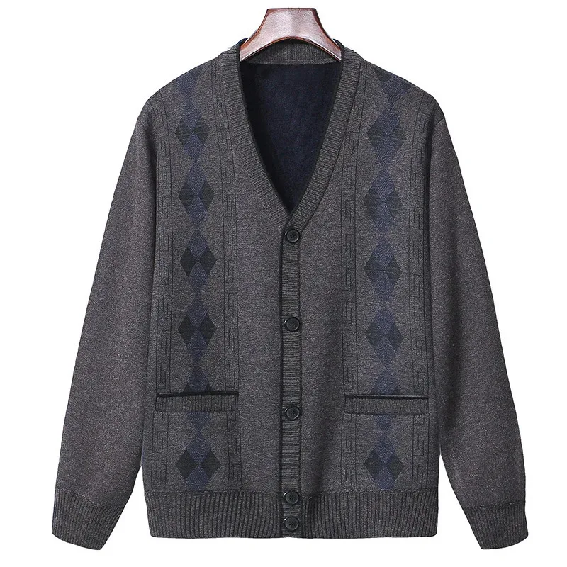 Fashion Brand V-neck Sweater Coat Men Cardigan 2023 Autumn and Winter Fleece Casual Tops Thick Warm Wool Sweater Drop Shipping