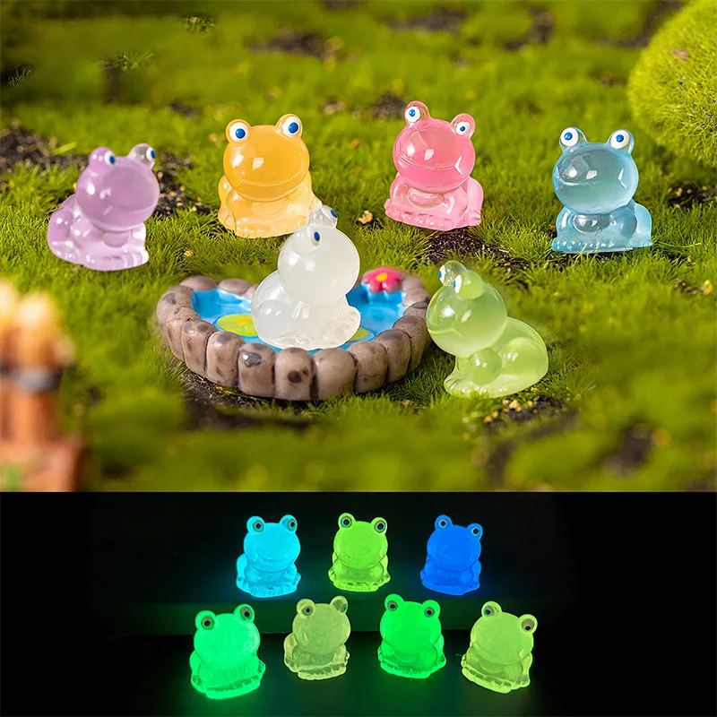 Luminous Animals Noctilucent Colorful Frog Figurines Home Decor Glowing Miniature Fairy Garden Decoration Accessories Model Toys mini limitated chinese style ornament for garden decor lighthouse well bridge figurines miniature craft fairy pot decoration