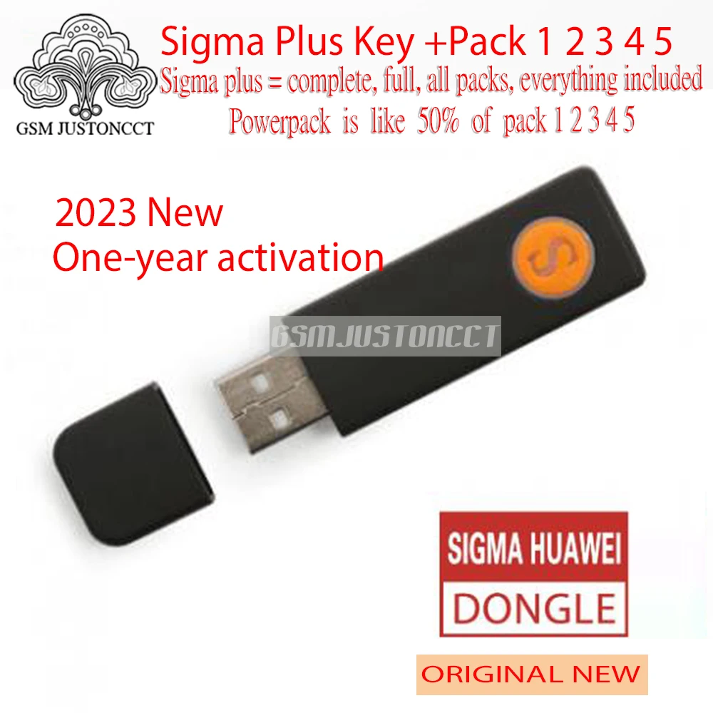 

The 2023 Newest 100% original Sigma Plus key Sigmakey Dongle + Pack 1 2 3 4 5 ( 50 % Powerpack )For Huawei Fash Repair Unlock