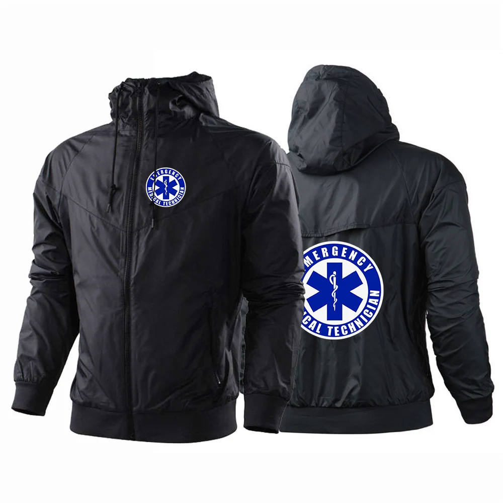 Men's Windbreaker Jacket Fashion Patchwork Tracksuit Coat