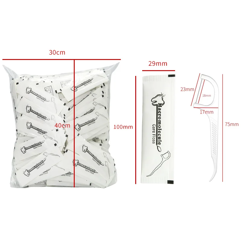 Dental Floss Sticks 100PCs Disposable Dental Floss Toothpick Hotel Travel Family individual packing