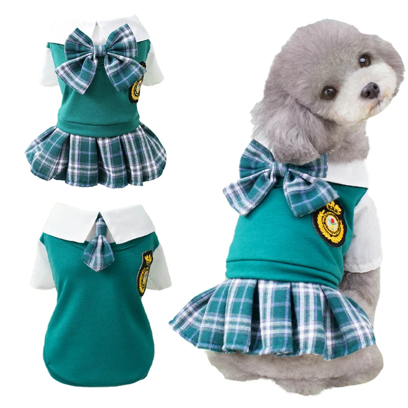 

Preppy Style Dogs Clothes Dog Couples Dress Dog T-Shirt Skirt For Puppy Kitten Clothing Poodle Chihuahua Costumes Pet Apparel