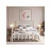 14'' Queen Size Metal Platform Bed Frame/Victorian Headboard and Footboard/Steel Slats Mattress Foundation for 1