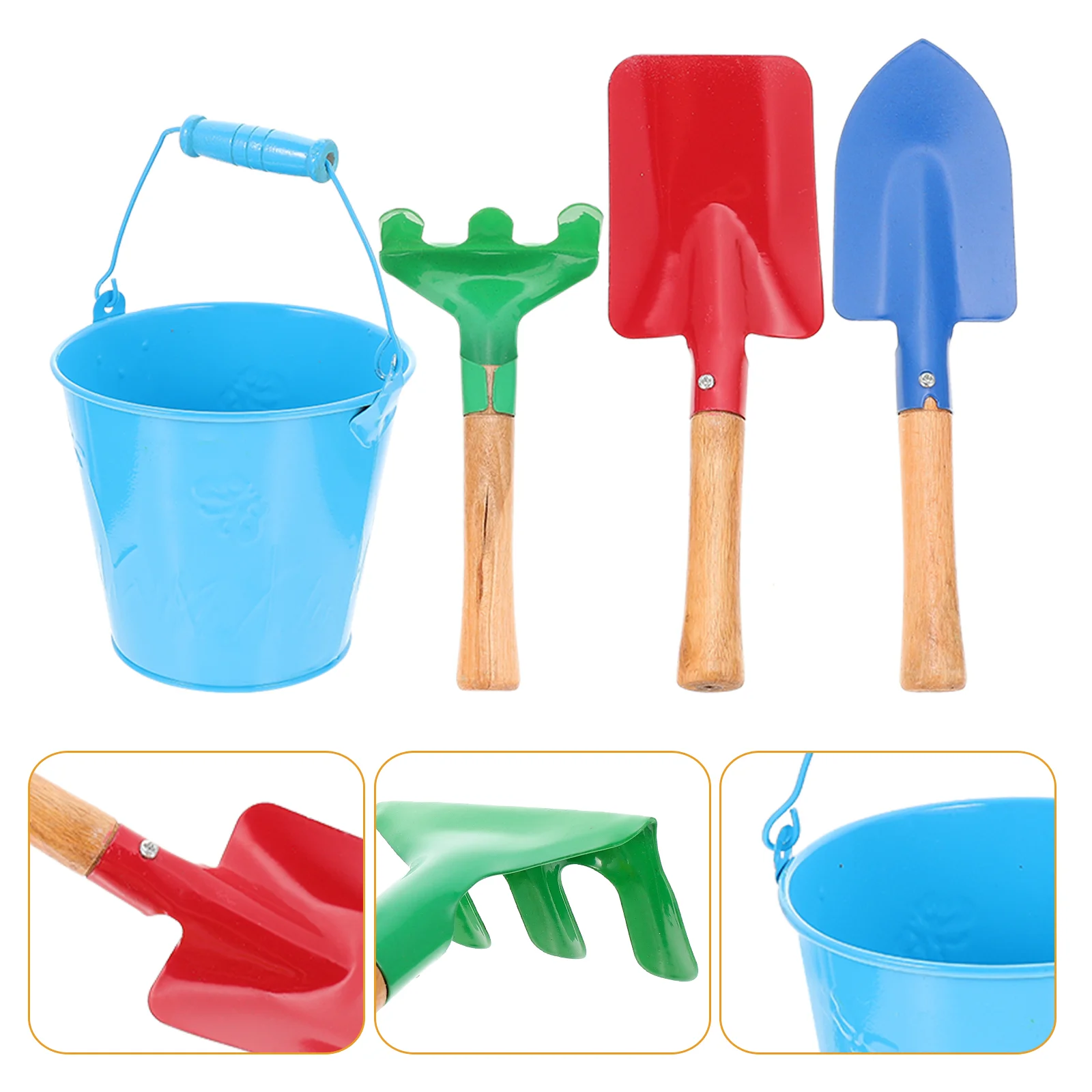 Gardening Kids Tools Children for Metal Barrel Kit Planting Toys Shovels Wood Sand Beach Bucket Toddler Gift Hand 6