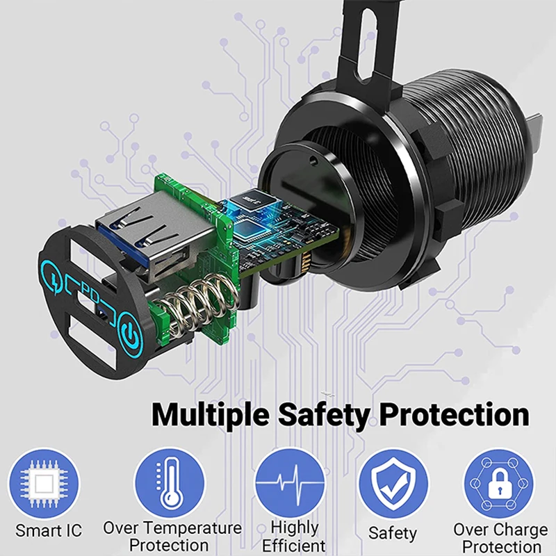 12V/24V Ʈ ˷̴ ݼ 60W USB-C  ڵ   PD3.0   QC3.0 Ʈ ġ ġ  ڵ 