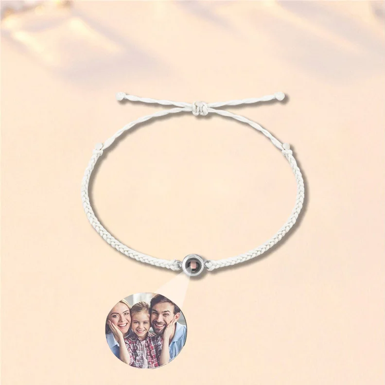 

New braided bracele Personalized Circle Photo Bracelet Custom Projection Necklace Personality Memorial Father's Day Gift
