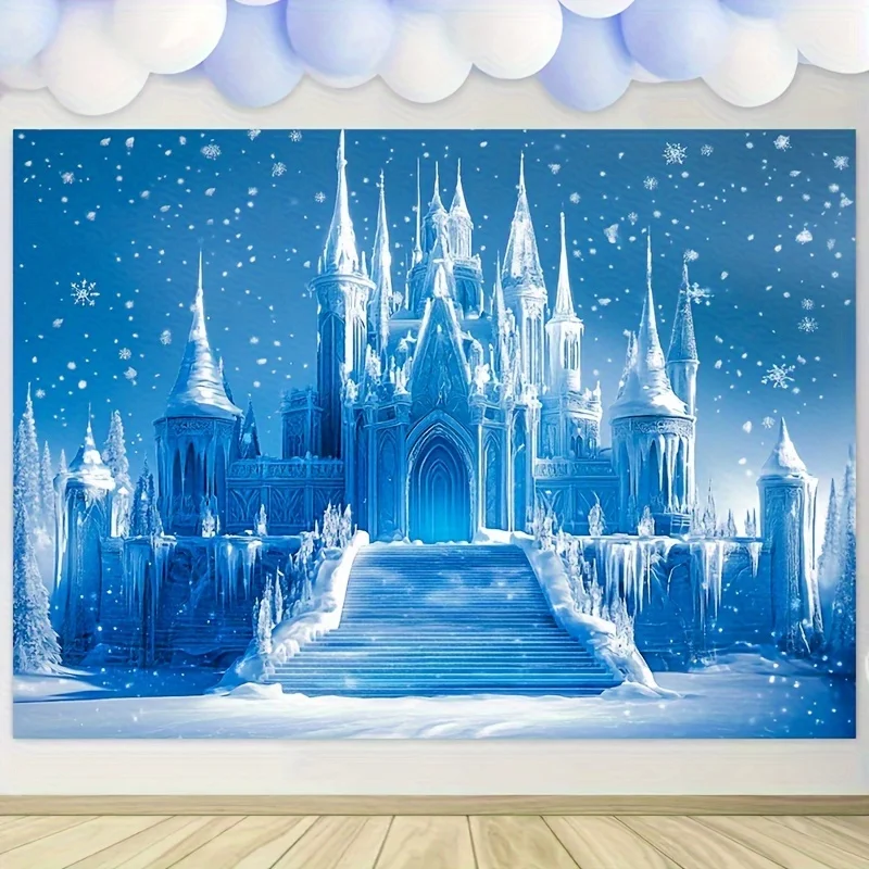 Frozen Inspired Winter Castle Hintergrund – ein fotografischer Hintergrund für Urlaubspartys und Veranstaltungen – Detail 3