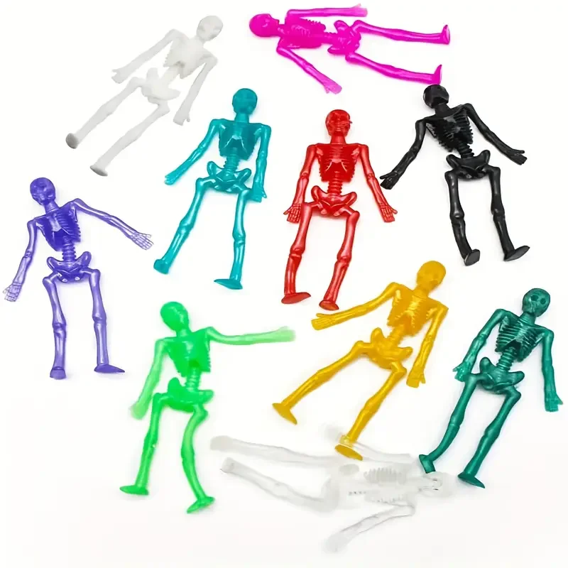 30Pcs/set Halloween Plastic Pumpkin Box with Stretchy Skeleton Toys Halloween Party Kids Favors Trick or Treat Goodie Bag Filler