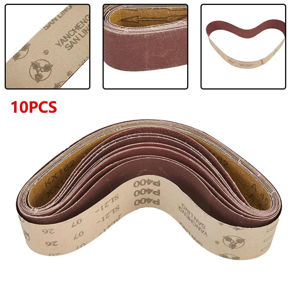 10pcs 2*27 Sanding Abrasive Belt For Metal Wood Grinding Sander 40-1000 Grit For Light Industry Leather Wood Building Mate