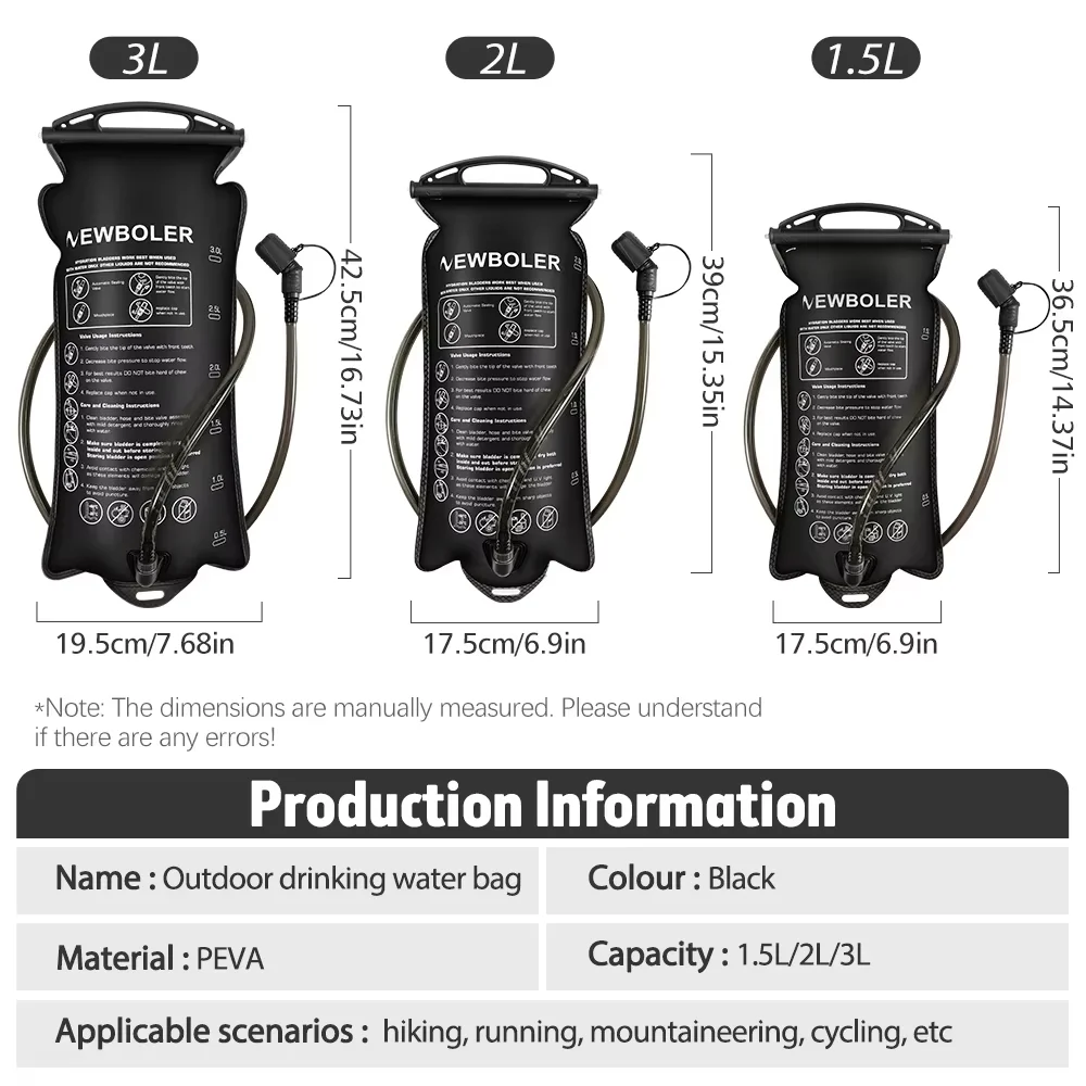 뉴볼러 워터 블래더 물통 수화팩 수납 가방 BPA 프리 1.5L 2L 3L 러닝 하이드레이션 베스트 백팩
