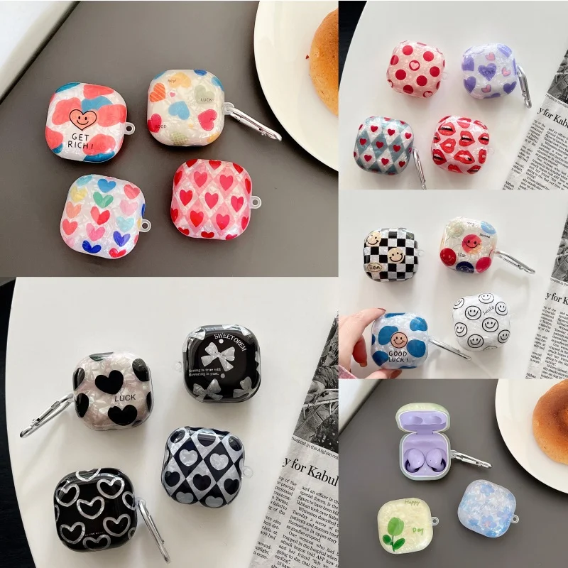 

casing for Samsung Galaxy Buds Pro Buds2 Pro Case Buds Live Love Flower Shell Pattern Shockproof Protective Cover