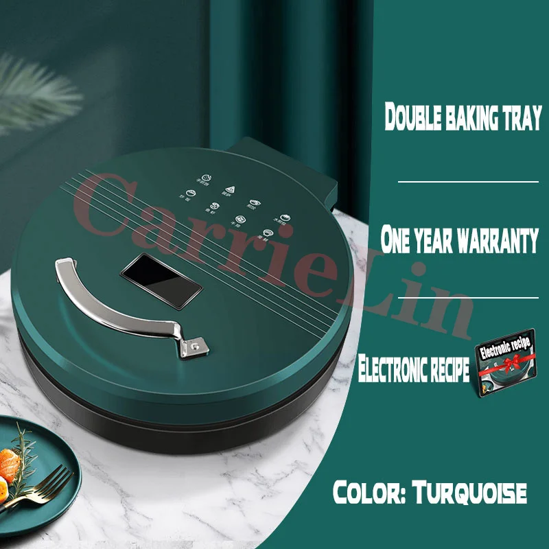 Electric Pizza Breakfast Machine Oven Double-Sided Heating Automatic Power-Off Deepening Pancake Waffle Sandwich Home Commercial