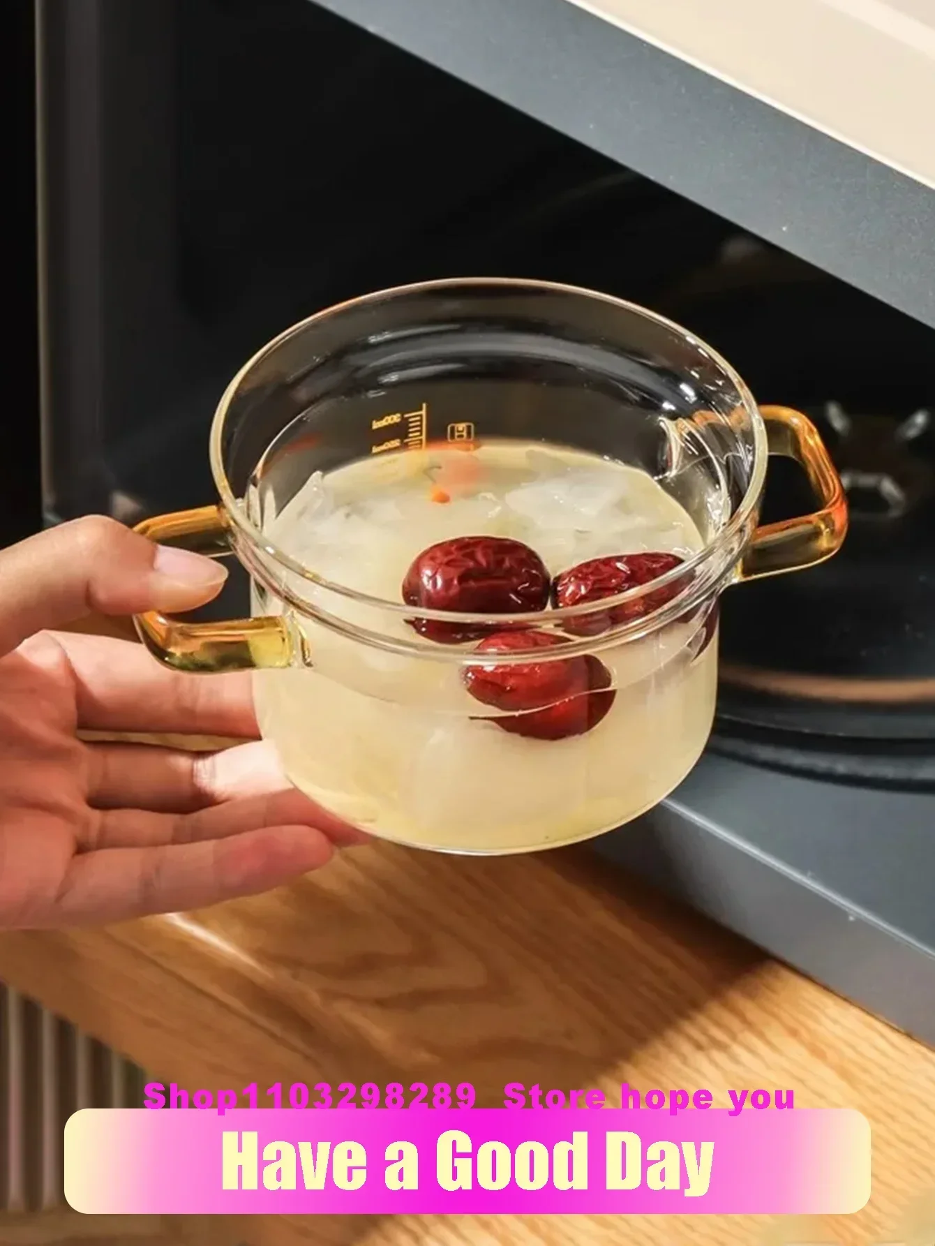 Stockpot Transparent Glass Stockpot Binaural Soup Pot Noddle Bowl Lid Household Stew Pot for Cooking Cookware Kitchen Accessories glass stock pot