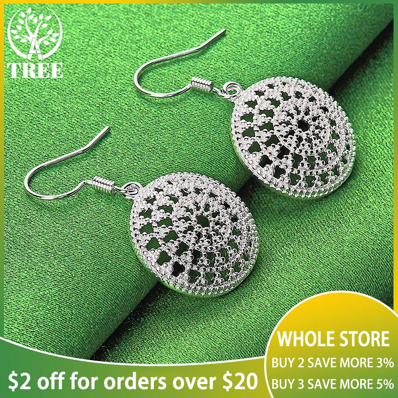 

ALITREE 925 Sterling Silver Hollow Circular Drop Earrings For Women Party Engagement Wedding Fashion Charm Jewelry Birthday Gift