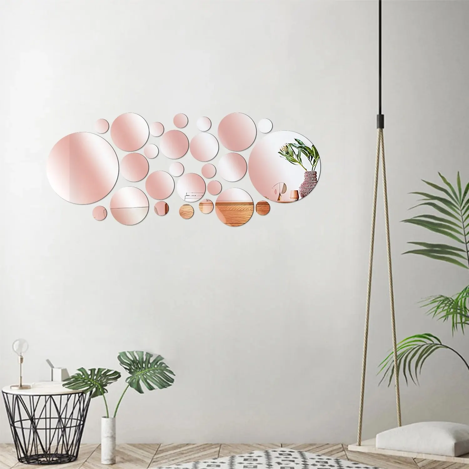 Wall Stickers 26PCS Geometric Circular Crystal Mirror Wall Sticker DIY Bedroom Living Room Home Decoration