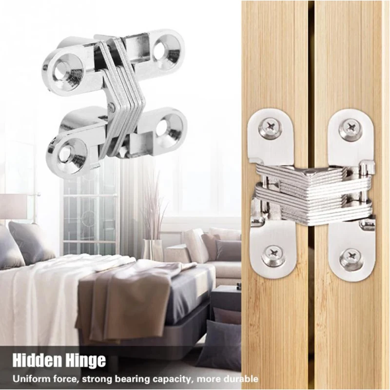 4 Pieces Hidden Hinges 12x42MM Invisible Concealed Barrel Cross Door Hinge