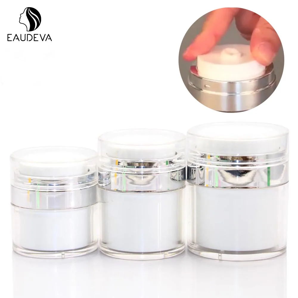 15/30/50ml 화장품 항아리 아크릴 크림 리필 캔 진공 병 프레스 스타일 병 Airless 화장품 용기 스킨 케어 도구