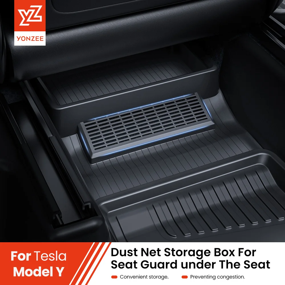 

YZ For Tesla 2023 Model Y Dust Net Storage Box For Seat Guard Under The Seat Tesla Car Dust proof mesh storage box Accessories