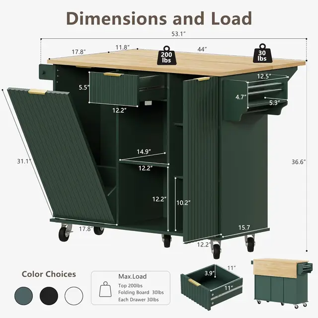 Rolling Kitchen Island Cart 2