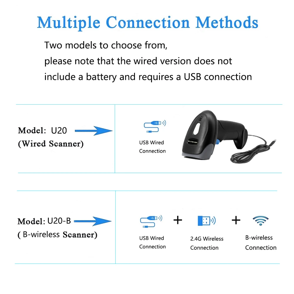 قارئ الباركود سلكي وبلوتوث