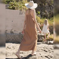 Vintage 100% Cotton Women'S Dress Sexy Spaghetti Strap Casual Loose Holiday Beach Long Midi Party Elegant Dresses For Women 2024 - Image 3