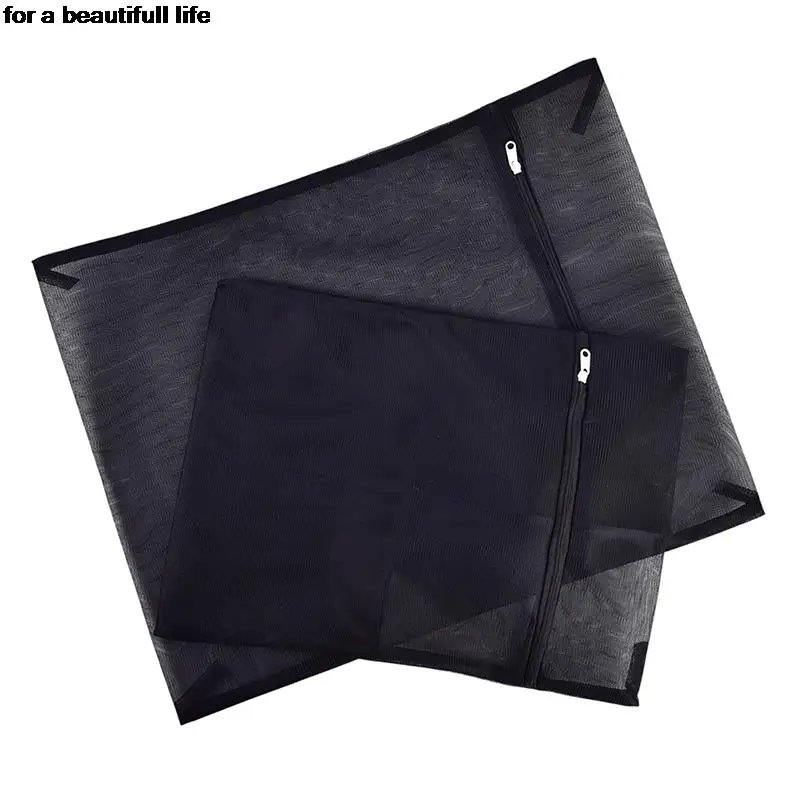 Hot 1pc Black Clothes Washing Machine Laundry Bag With Zipper Nylon Mesh Net Bra Cleaning Washing Bag 6