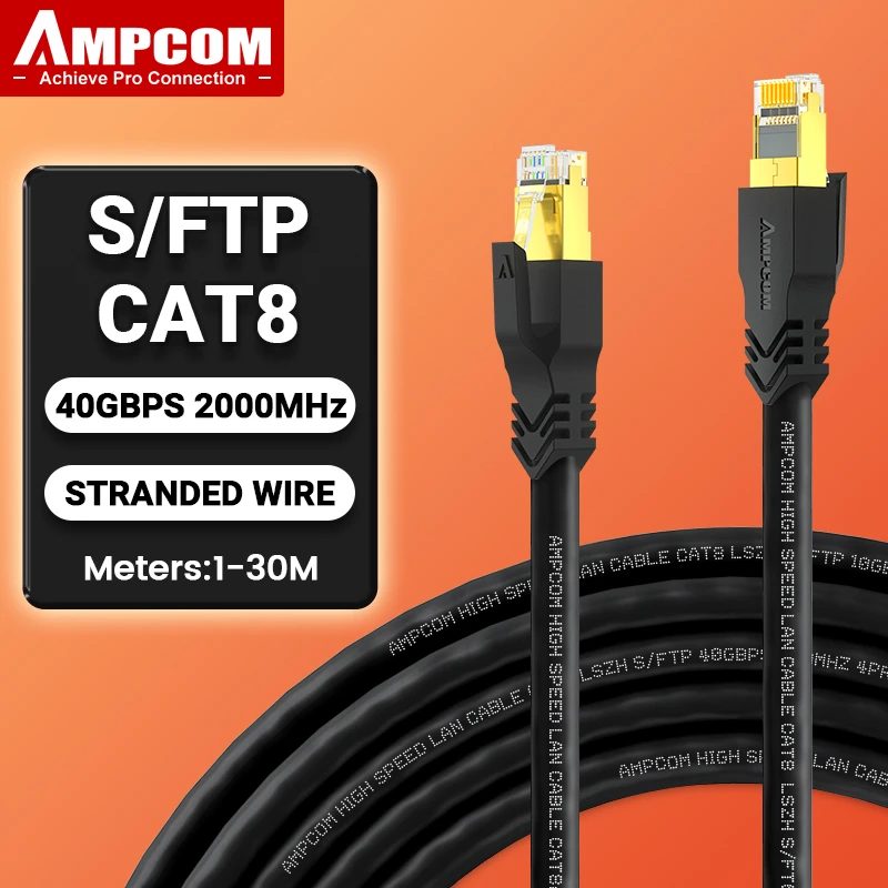 Ampcom Cable Ethernet Conexión de Alta Velocidad, Informático, Cable Lan de 10 GBps, 25 40 GBps, Cat 8, AWG, 8.0mm| | - AliExpress