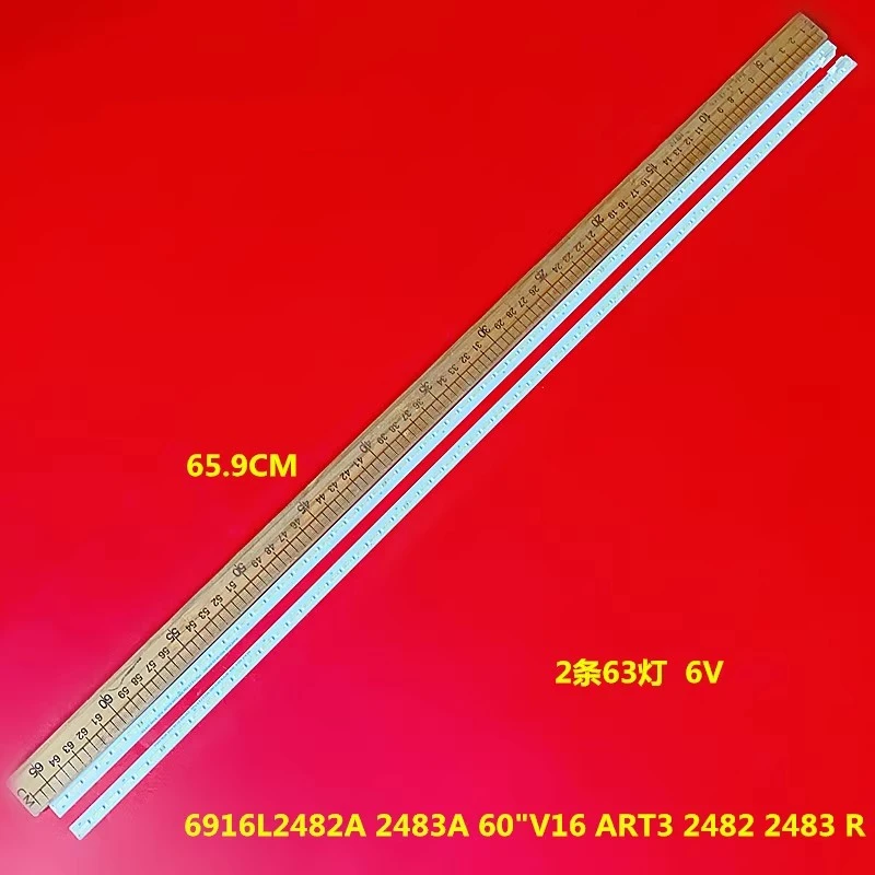 Faixa de Retroiluminação Led 63 Lâmpada para 60uh7700 60uh6150 60uh6090 60 V16 Art3 2482 2483 Rev0.7 r l 6916l2482a 2483a 6v Led