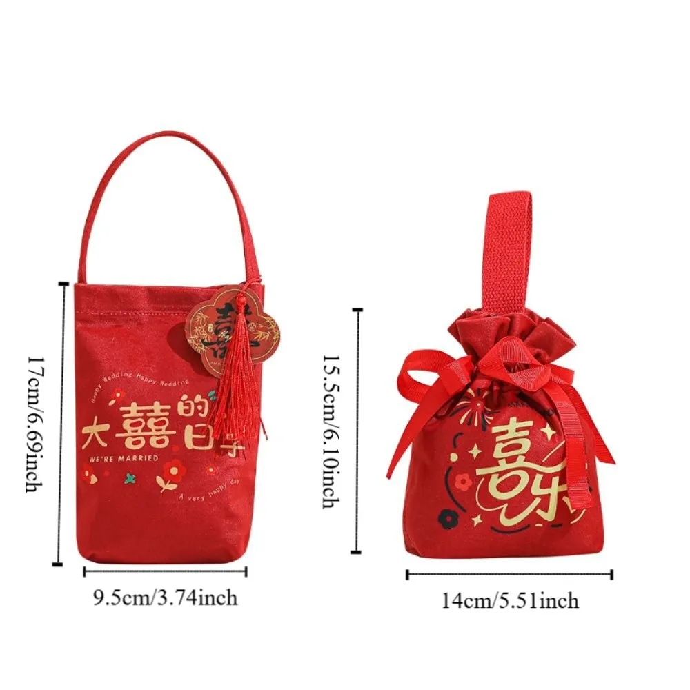 Jewelry Canvas Wedding Candy Bag Bowknot Tassels New Year Gifts Bag Flower Spring Festival Chinese Style Handbag Birthday