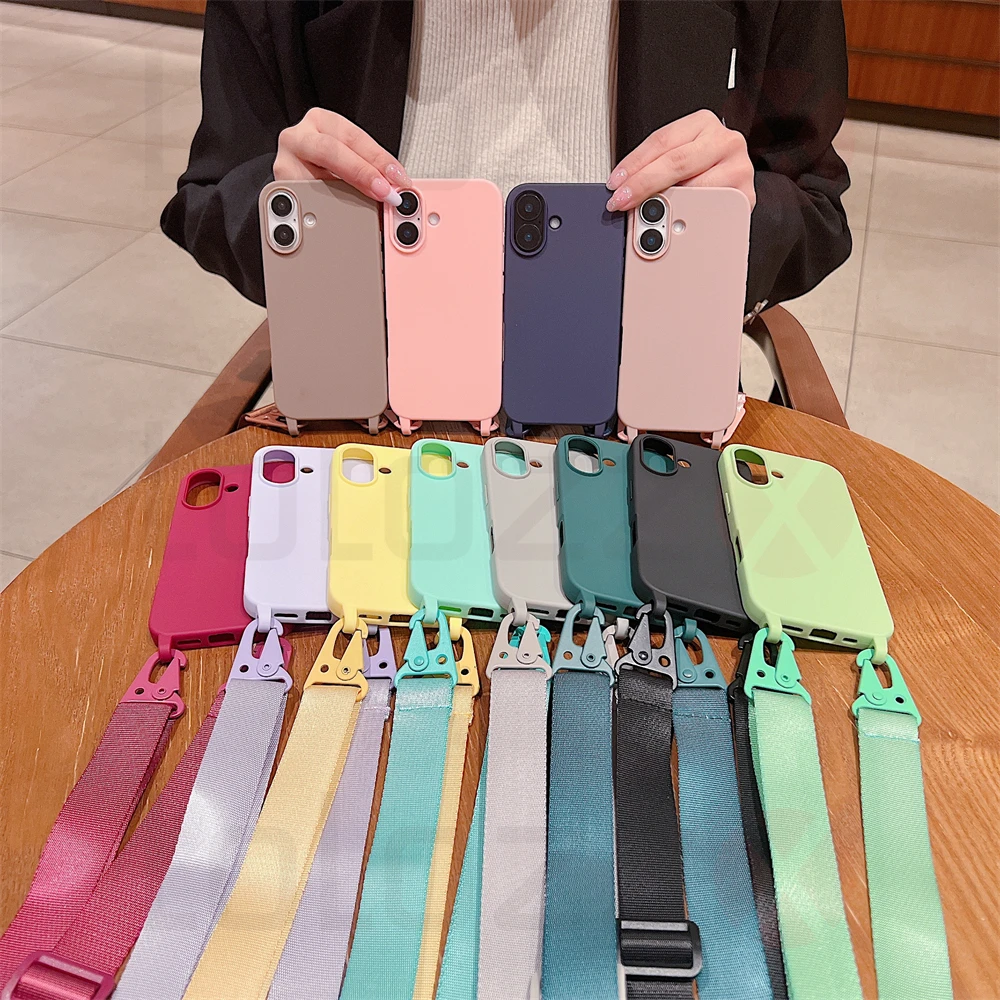 Luxury Crossbody Necklace Cord Strap Case For iPhone 16 15 14 12 11 13 Pro Max XR X XS 7 8 Plus Soft Shockproof Protection Cover_voghion.com