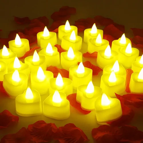 불꽃없는 LED 촛불 조명, 배터리 구동 다색 차 조명, 홈 웨딩 생일 파티 장식 조명, 12 개, 1 개 2