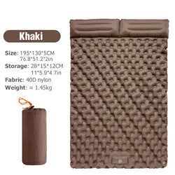 High-Density Comfort Inflatable Camping Mattress with Integrated Pillow Pump (Khaki)