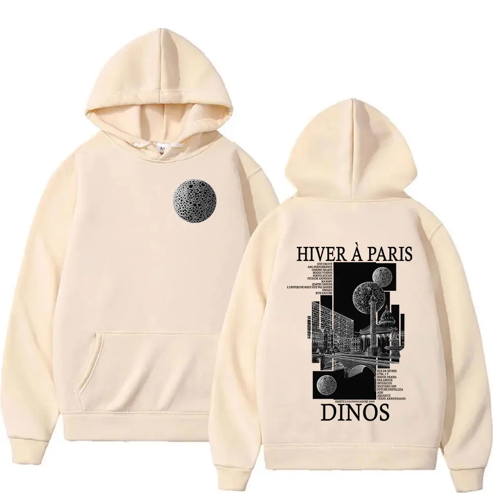 トップス DINOWORKS Paris Hoodie Rapper DINOS HIVER A PARIS Tour 2025 Graphic Hoodie Men's Fashion