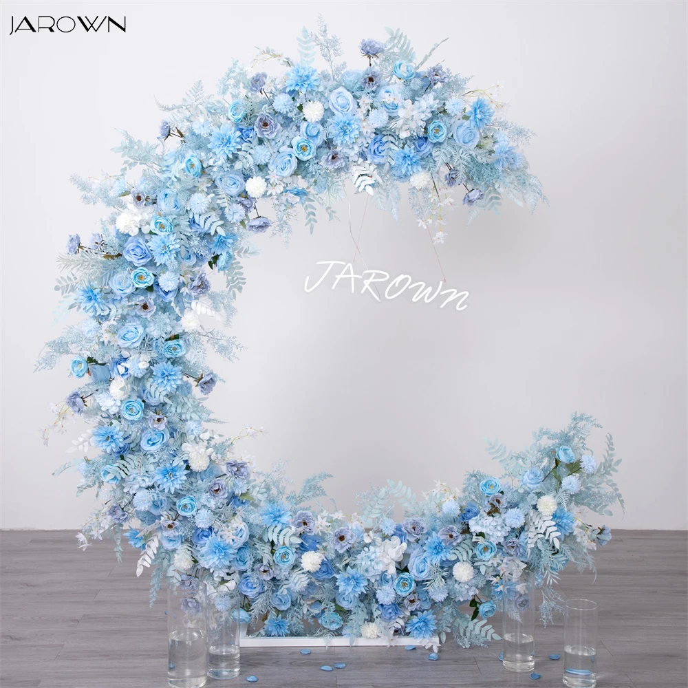 

Luxury Light Blue Series Artificial Floral Arrangement for Wedding Backdrop Decorations Moon Shape Arch Birthday Party Props