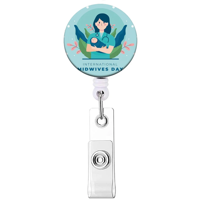 Kinder-Ausweishalter mit Einziehmechanismus, Clip, Neugeborenen-Motiv, für Krankenschwestern, Ausstellungskartenhalter, für Frauen, Ärzte, Ausweisketten-Clips – Detail 9